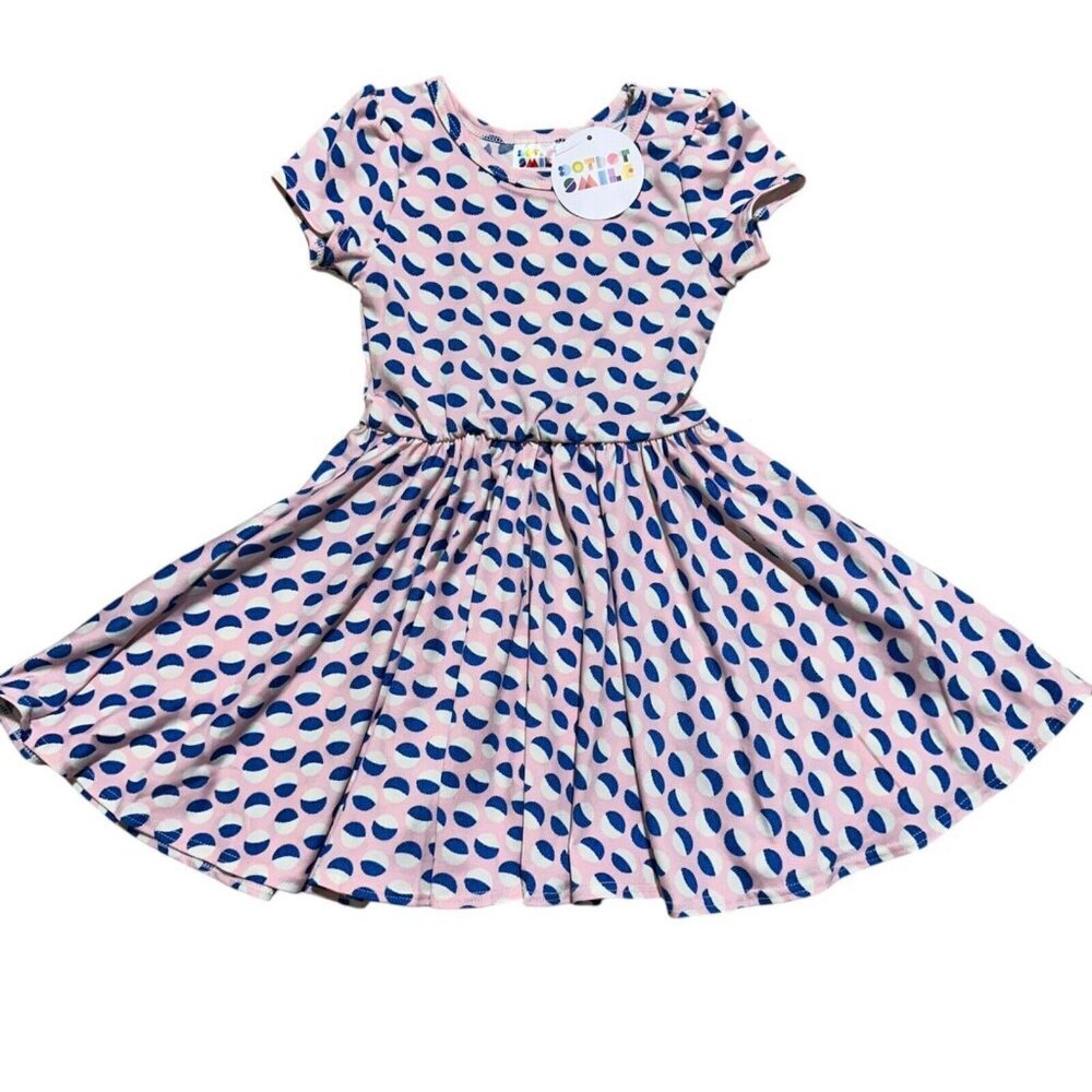 Dot Dot Smile Toddler Girl Size 2T Pink Geometric Cap Sleeve‎ Twirl Dress NWT